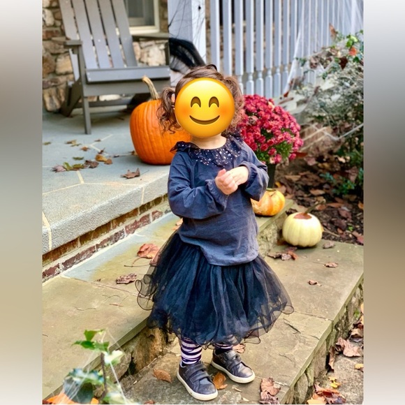 Zara tshirt with foilized tulle Peter Pan style collar, size 3t - Picture 6 of 7